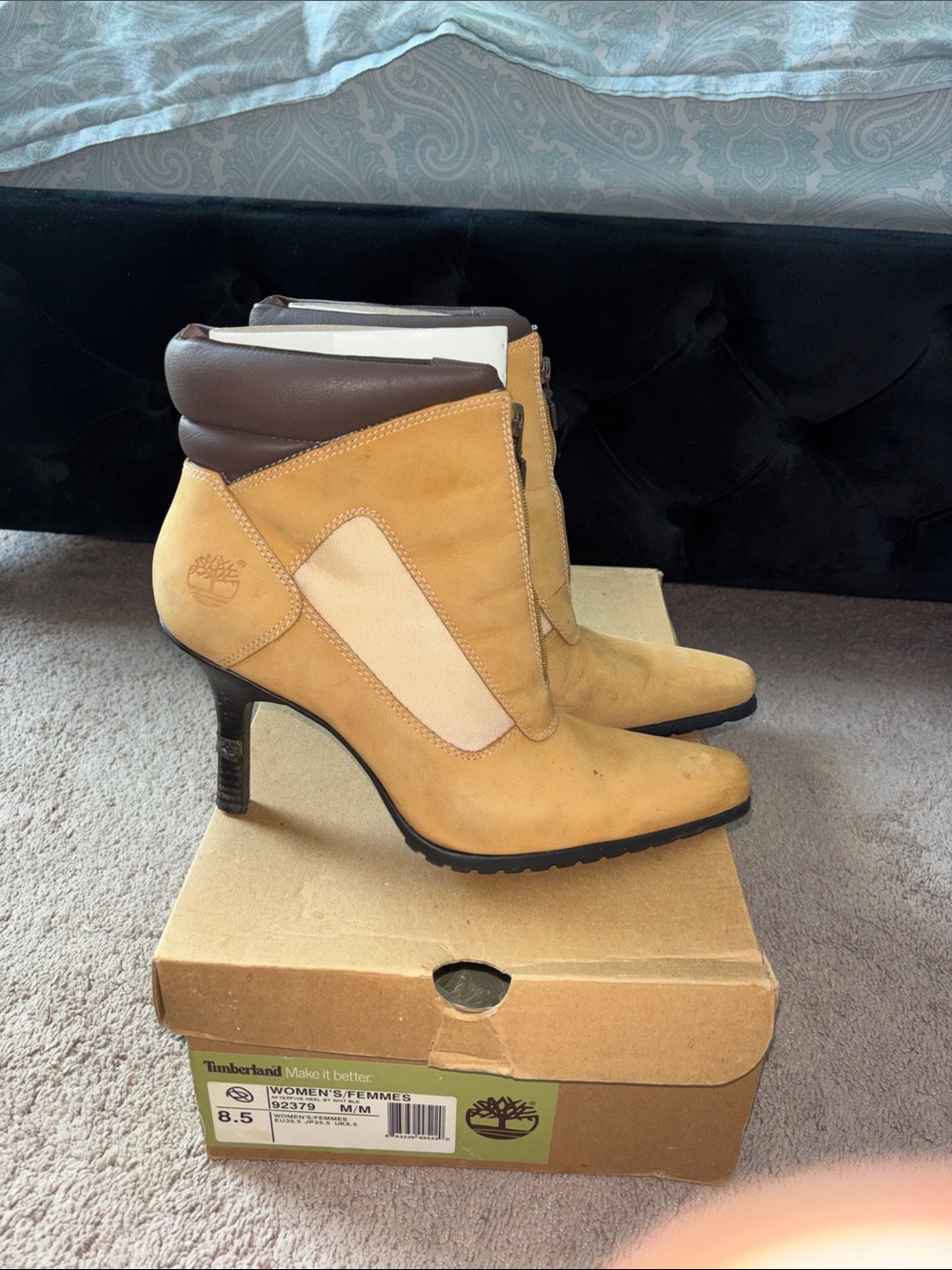 Timberland Tan and Brown Heeled Ankle Boots